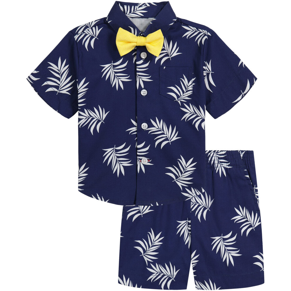 Tommy Hilfiger Baby Boys' 4-Piece Formal Suit Set  Includes Shirt  Dress Pants  Vest & Tie  Flag Blue  24 Months
