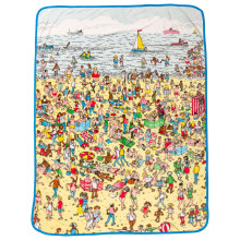 Silver Buffalo Wheres Waldo Beach Edition 45"""" x 60"""" Fleece Throw Soft and Cozy Blanket 250 GSM