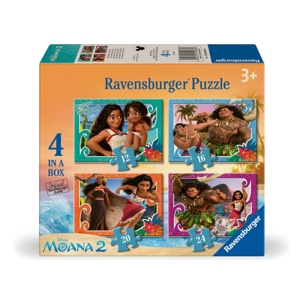 Ravensburger Moana 2 Zestaw UkłAdanek Dla Dzieci - 4 UkłAdanki O RosnąCej Liczbie ElementóW (12/16/20/24) - Wysokiej JakośCi-image