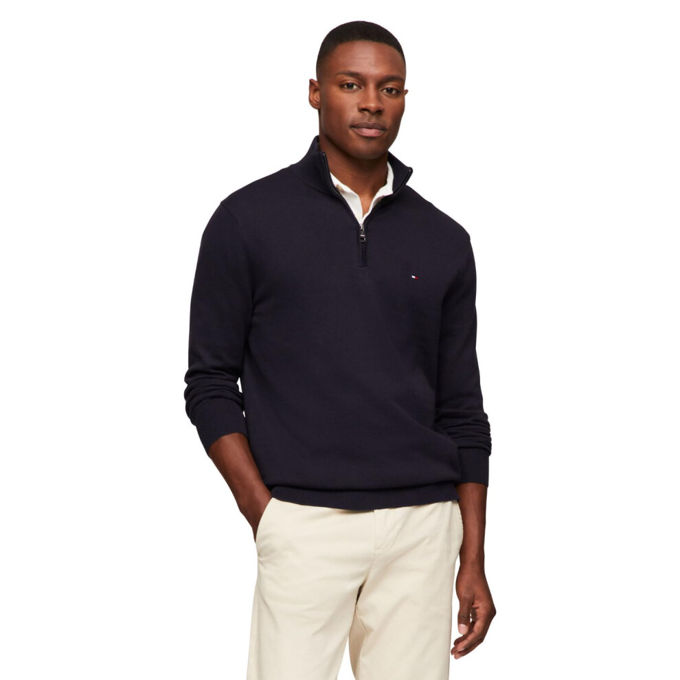 Tommy Hilfiger Men's Essential Cotton Quarter Zip Mock Sweater