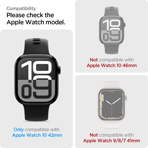 Spigen Spigen EliteShield EZ Fit Screen Protector designed for Apple Watch Series 10 (42mm) - 2 Pack 1