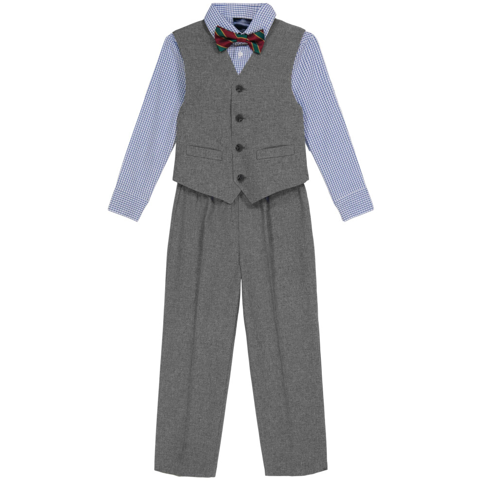 Tommy Hilfiger Boys' 4-Piece Formal Suit Vest Set  Includes Dress Shirt  Dress Pants  Vest & Tie  Silverware  12
