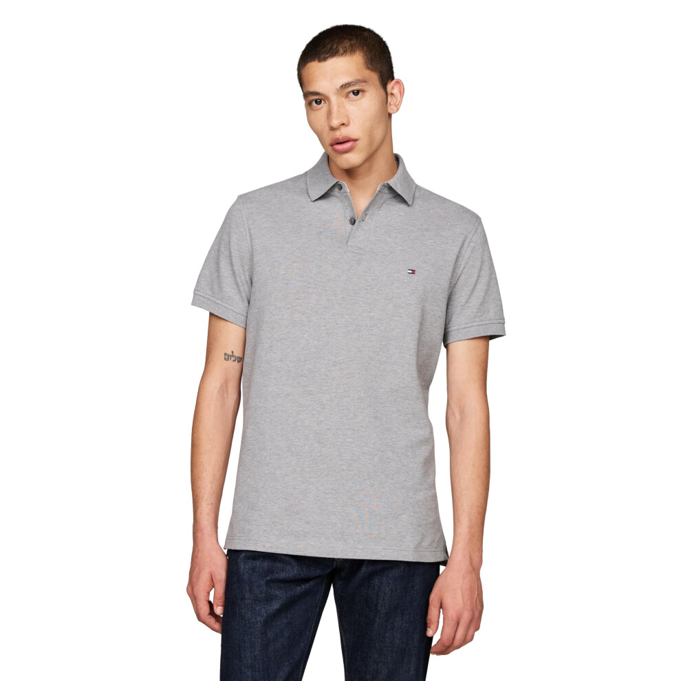 Tommy Hilfiger Men's 1985 Slim Short Sleeve Polo Medium Heather Grey