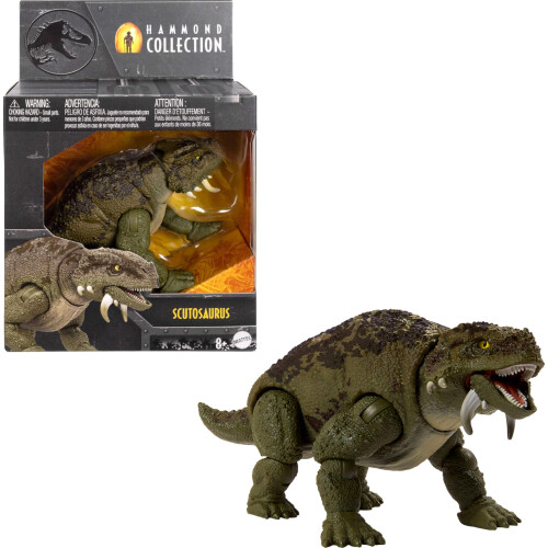 Mattel Jurassic World Hammond Collection Dinosaur Action Figure Scutosaurus  Premium Design with Glass Eyes & 14 Points Articulation