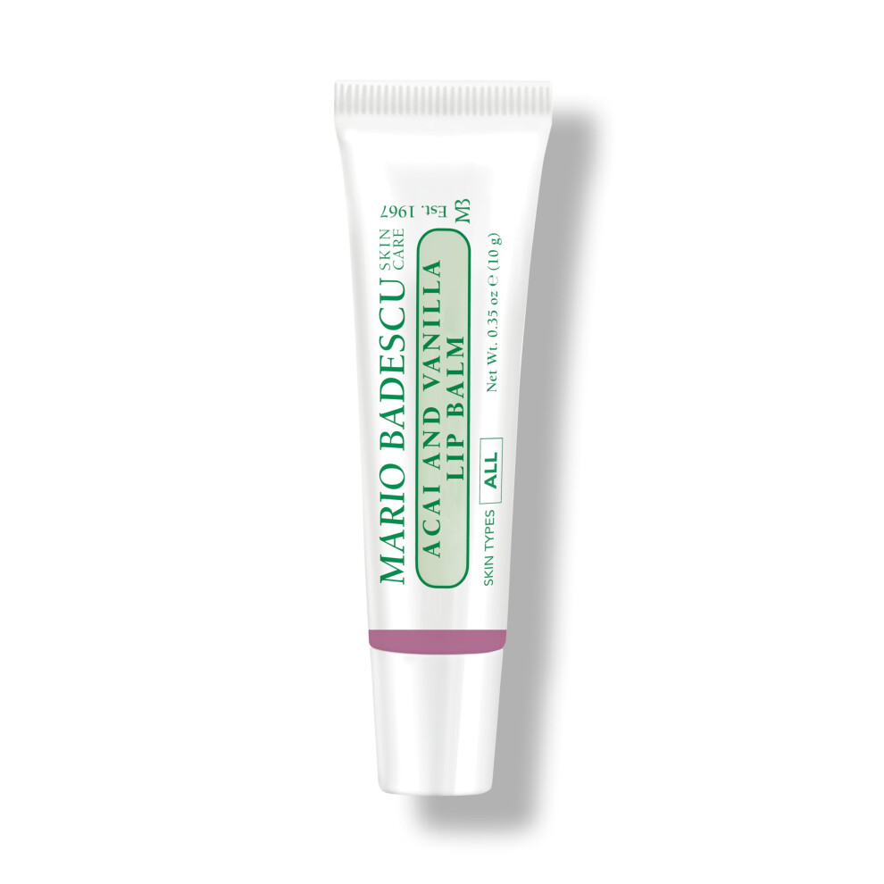 Mario Badescu Moisturizing Acai and Vanilla Lip Balm for Dry Cracked Lips  Infused with Coconut Oil and Shea Butter  Ultra-Nourishing Lip Care Moistur
