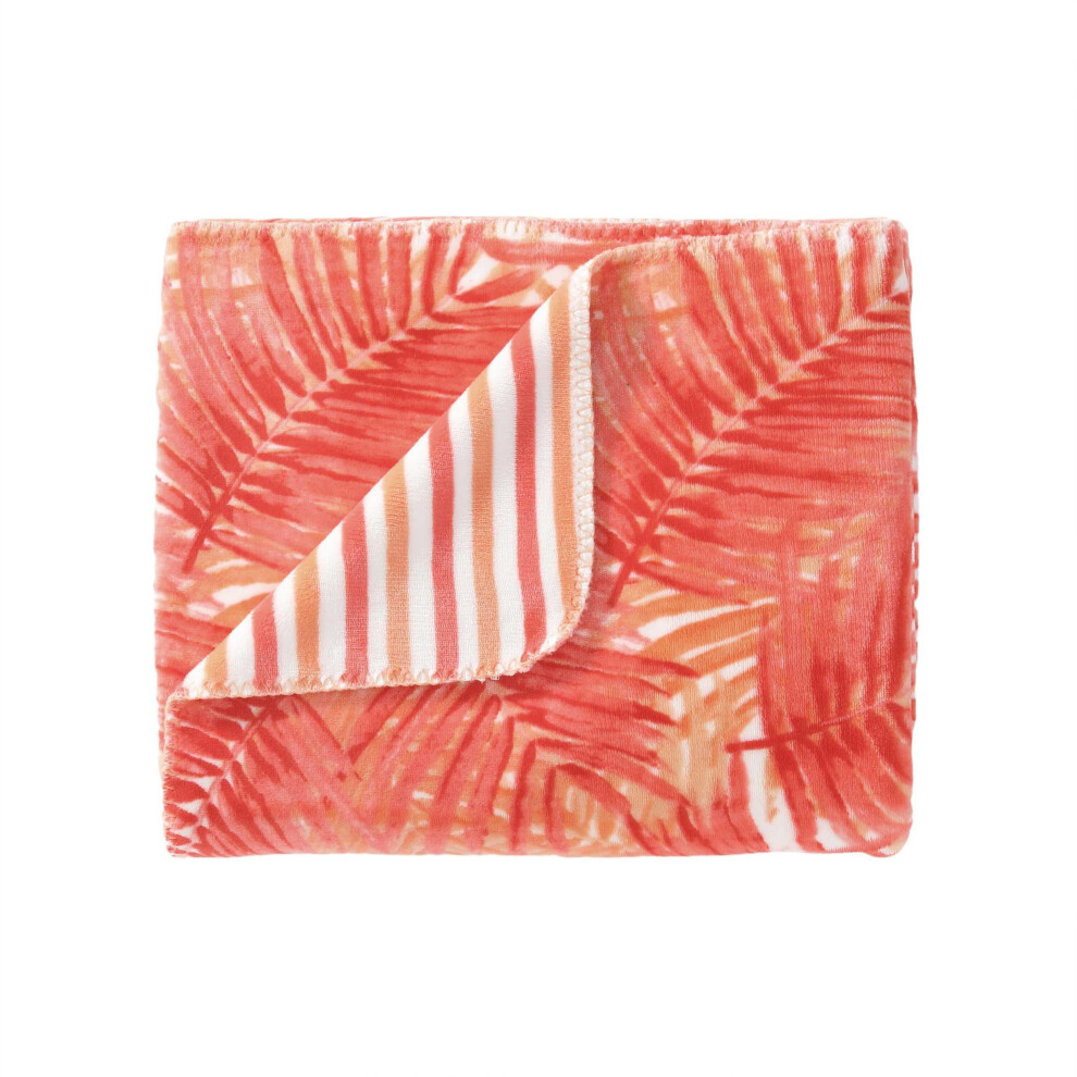 Tommy Bahama - Couverture ultra douce en flanelle de coco, parure de lit inspir  e des   les, certifi  e Oeko-Tex (Hot Tropics Orange 50"""" x 70"")