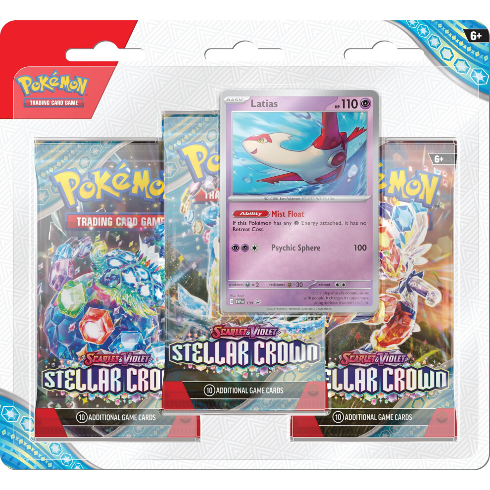 Pokémon Pok?Mon Tcg: Scarlet & Violet-Stellar Crown 3-Pack Blister - Latias (3 Booster Packs & Foil Promo Card)