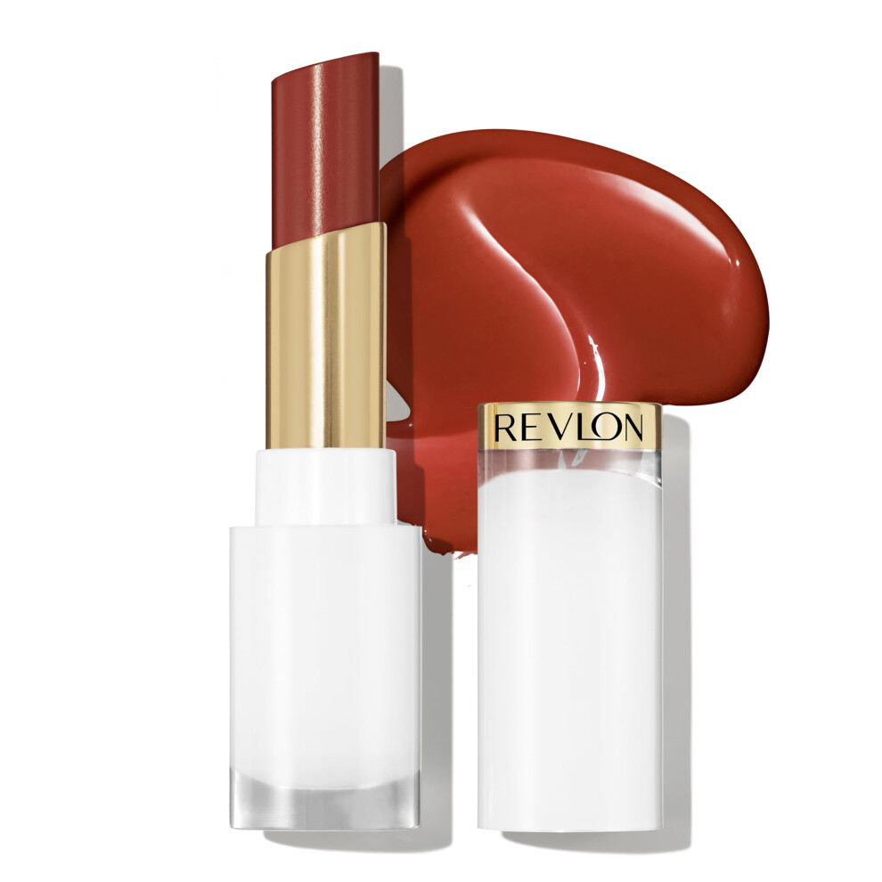 REVLON Super Lustrous Glass Shine Balm  Hydrating Tinted Lipstick  Sheer  Glossy Shiny Finish  010 Spiced Wine  0.11 oz