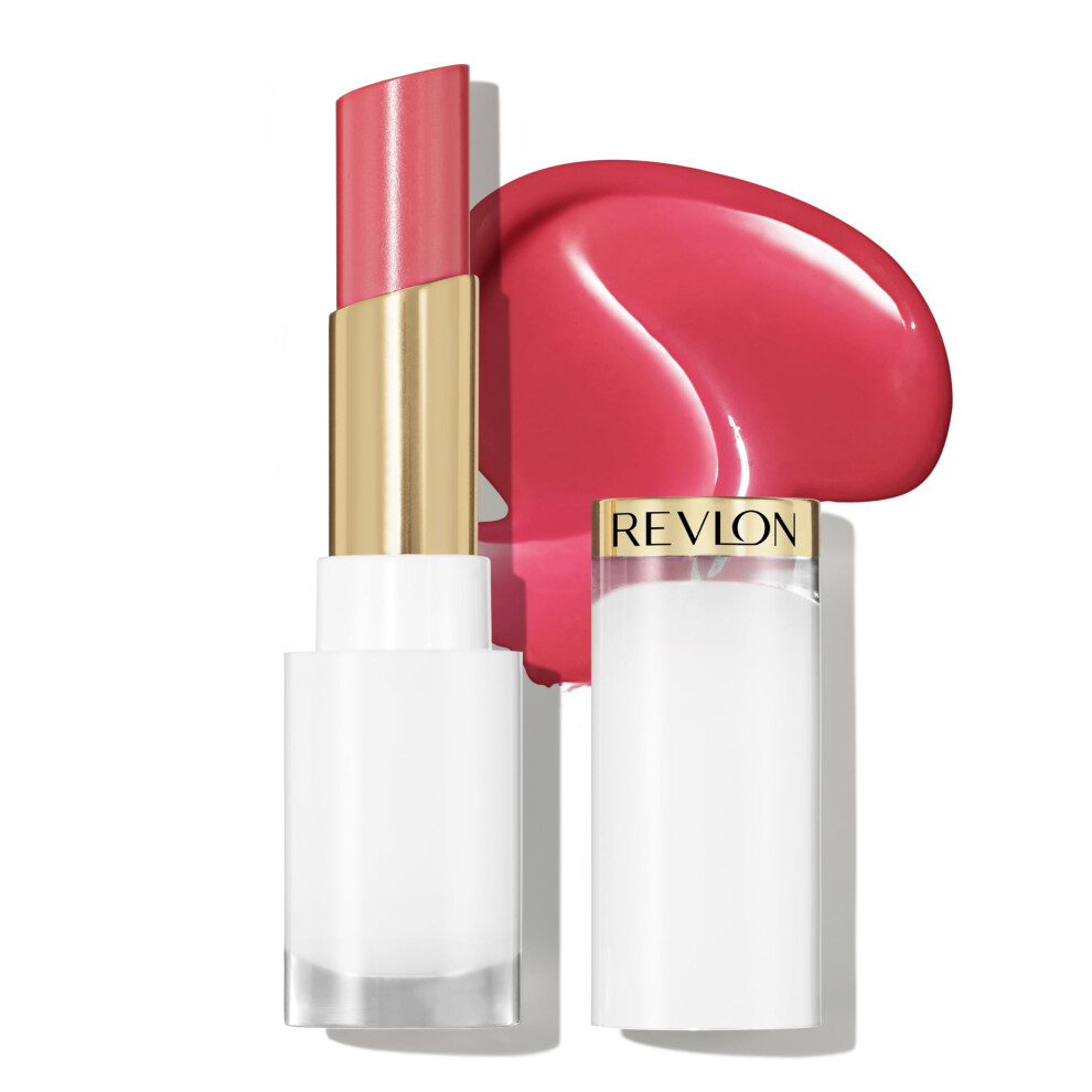 REVLON Super Lustrous Glass Shine Balm  Hydrating Tinted Lipstick  Sheer  Glossy Shiny Finish  006 Girly Swirly  0.11 oz