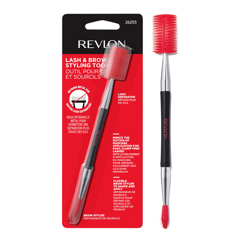 Revlon Lash & Brow Styling Tool  Dual Ended Eyelash Separator & Eyebrow Brush Spoolie  Works with Mascara & Brow Makeup  1 count