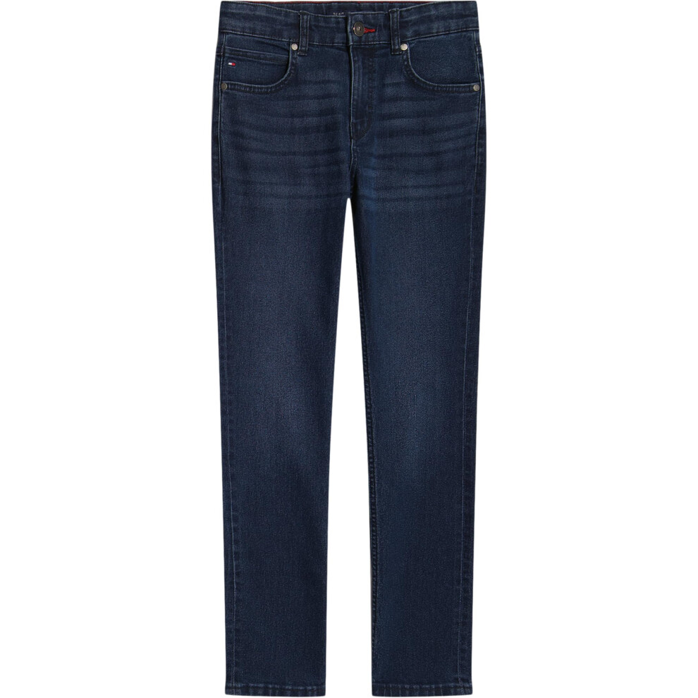 Tommy Hilfiger Boys' 5-Pocket Stretch Slim Straight Leg Denim Jean  Zipper Closure  Patina  14
