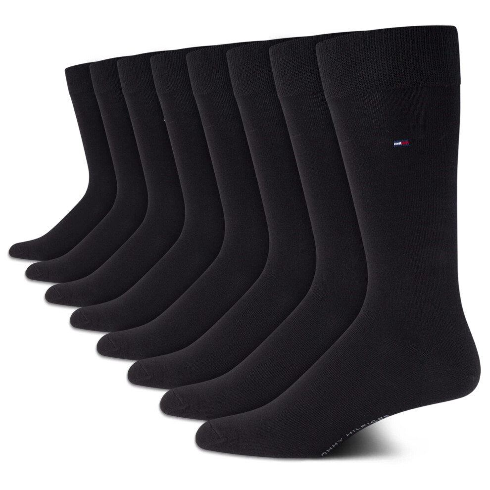 Tommy Hilfiger Mens Dress Socks - 8 Pack Stylish Crew Socks for Men  Breathable  Moisture-Wicking & Stretchable  Size 7-12  Size 7-12  Denim Assorted
