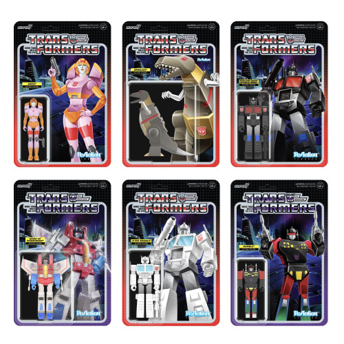 Super7 Transformers Reaction Figures Wave 08 - Arcee (Rosa e Laranja) Figura de Ação 1