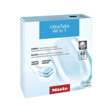 Pastillas de detergente para lavavajillas Miele UltraTabs todo en uno, compatibles con todos los lavavajillas, paquete de 5 (60 pastillas)