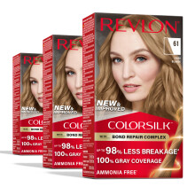 Revlon ColorSilk mit Bond Repair Complex, Blonde, permanente Haarfarbe, 100 % Grauabdeckung, ammoniakfreies Haarf   rbemittel, veganes Keratin, 61