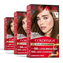Revlon ColorSilk mit Bond Repair Complex, Braun, permanente Haarfarbe, 100 % Grauabdeckung, ammoniakfreies Haarf   rbemittel, veganes Keratin, 51 H