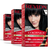 Revlon ColorSilk mit Bond Repair Complex Schwarz, permanente Haarfarbe, 100 % Grauabdeckung, ammoniakfreies Haarf   rbemittel, veganes Keratin, 10