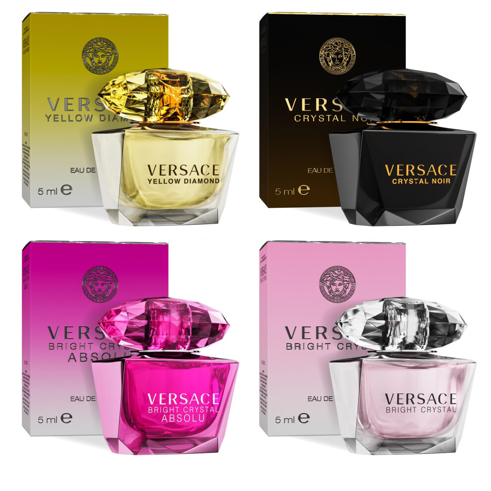Versace Perfume for Women Set of 4 Mini  Bright Crystal  Yellow Diamond  Crystal Noir  Bright Crystal Absolu  Perfume for Women Fragrance Sampler Set