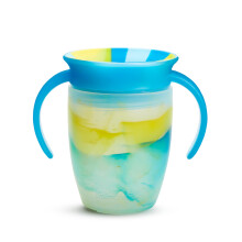 Munchkin Miracle 360 Trainer Sippy Cup met Handvatten, Lekvrij, 7 Ounce, Tropische Swirl, Blauw/Multi