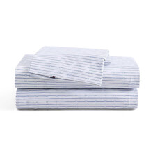 Tommy Hilfiger Pamut Percale gynemugarnitra, hozzillo prnahuzattal Crisp & Cool prmium minosgu otthoni kellkek (Monogram Stripe Blue Twin)