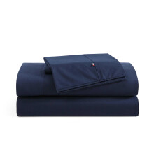 Tommy Hilfiger Pamut Percale lepedokszlet hozzillo prnahuzatokkal Crisp & Cool Solid Home Essentials (Navy Twin XL)