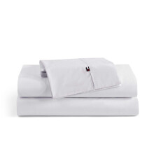 Tommy Hilfiger - Sheet Set Cotton Percale Bedding with Matching Pillowcases Crisp & Cool Solid Home Essentials (White Full)