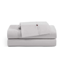 Tommy Hilfiger - Puuvillaperkaalilakanasetti ja yhteensopivat tyynyliinat Crisp & Cool Solid Home Essentials (harmaa kuningatar)