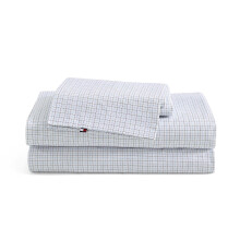Tommy Hilfiger Pamut Percale gynemugarnitra, hozzillo prnahuzatokkal Crisp & Cool prmium minosgu otthoni kellkek (New England Plaid Blue Kin