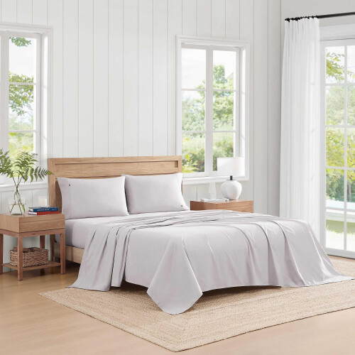Tommy Hilfiger Tommy Hilfiger - Conjunto de lenis de algodo percal com fronhas combinando Crisp & Cool Solid Home Essentials (Grey King) 1