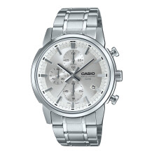 Casio Standard Analog Chronograph Stainless Steel Silver Dial Quartz MTP-E510D-7AV Men's Watch