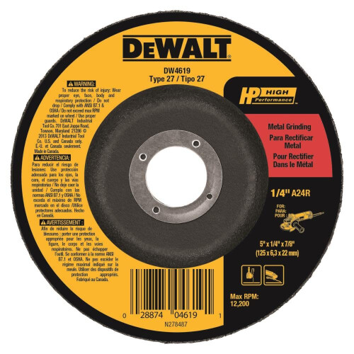 DeWalt DeWalt DW4619 Τροχός λείανσης μετάλλου γενικής χρήσης 5"" x 1/4"" x 7/8""