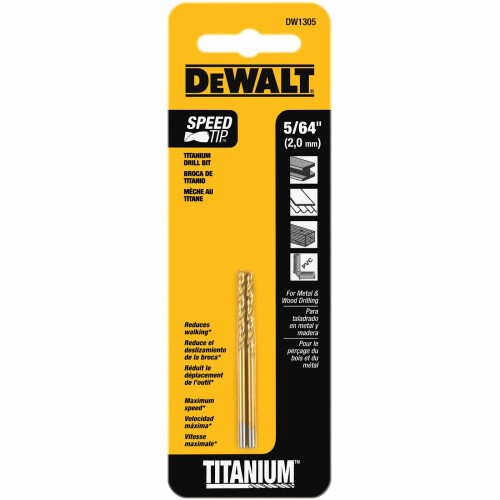 DeWalt DEWALT DW1305 5/64-Inch Titanium Nitride Split Point Twist Drill Bit Gold
