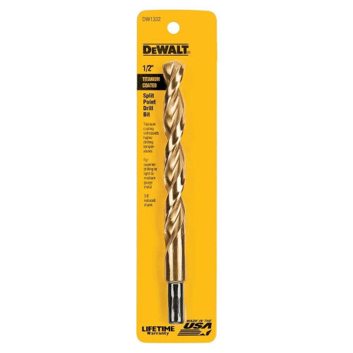 DeWalt Dewalt DW1332 1/2-tommer titaniumnitrid 3/8-tommer reduceret skaft splitpunkt twist bore bit