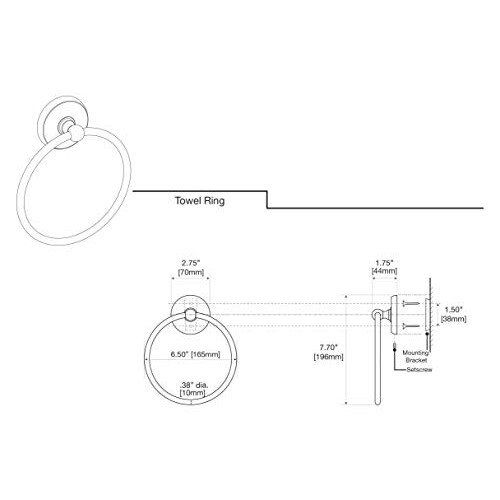 Gatco Gatco 5073 Designer II 6,50 """" Ring Towel Chrome 2