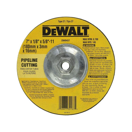 DeWalt Τροχός αγωγού υψηλής απόδοσης Dewalt 7 ίντσες X 1/8 ίντσες X 5/8 ίντσες έως 11 ίντσες 1