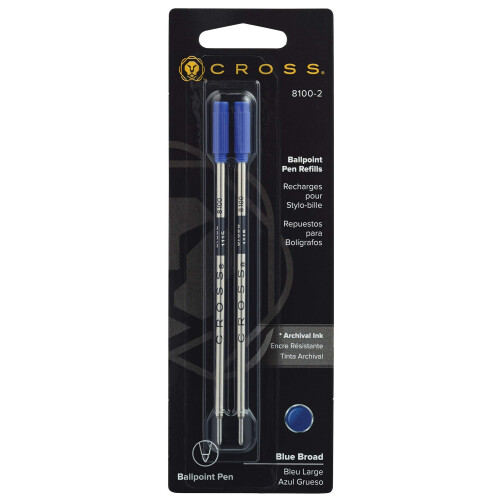 Cross Cross Ballpoint Pen Refill - Blue - Broad - Dual Pack