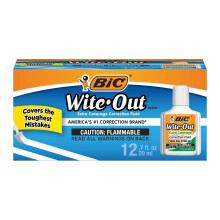BIC Wite-Out Extra Coverage Correctievloeistof, 0.7 oz Fles, Wit,(WOFEC12WE)