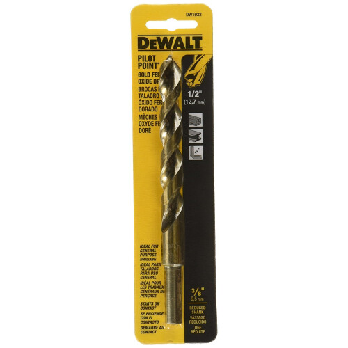 DeWalt DEWALT DW1932 1/2-tommer Guld Jernen Oxide Pilot Point Twist Drill Bit