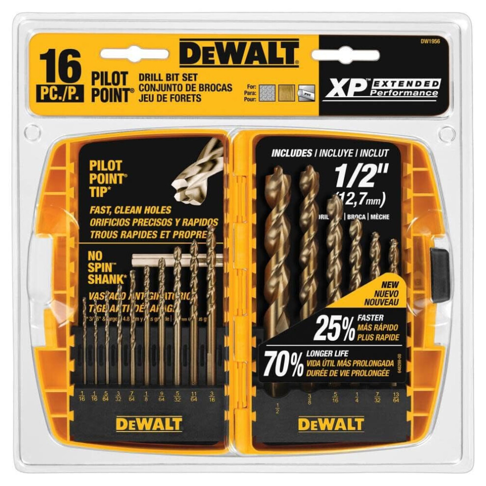 Dewalt - Dew-Dw1956 Drill Bit Set With Pilot Point 16-Piece (Dw1956)