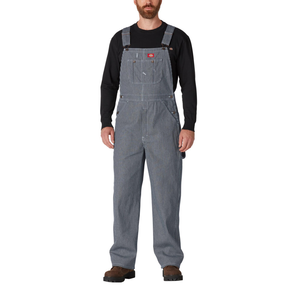 Dickies mens Hickory Striped Bib overalls and coveralls workwear apparel  Hickory Stripe  34W x 32L US