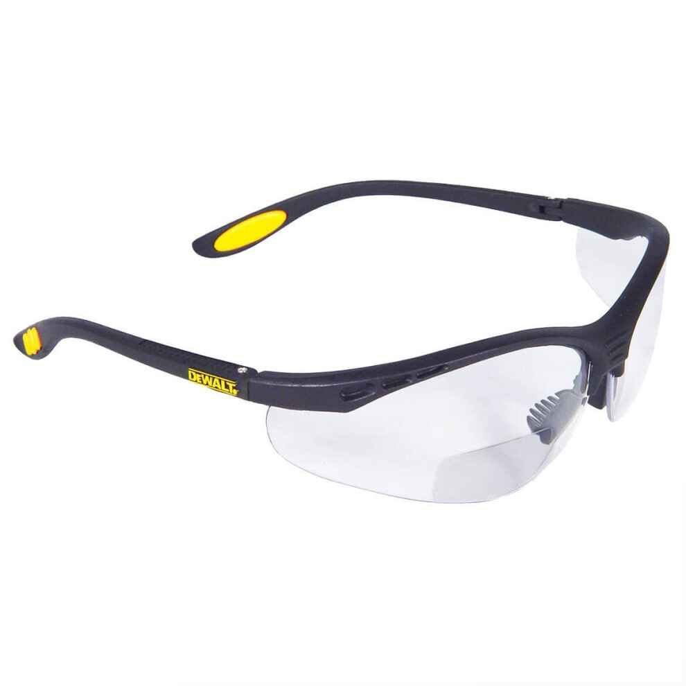 Dewalt DPG59-120C Reinforcer Rx-Bifocal 2.0 Clear Lens High Performance Protective Safety Glasses with Rubber Temples and Protective Eyeglass Sleeve