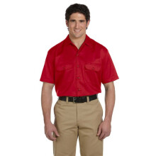 Dickies Herren Kurzarm Arbeitshemd - Strapazierfähige Twill-Button-Down-Shirts für Männer, Leichte Uniform für den Alltag, Englisch Rot V1, Groß