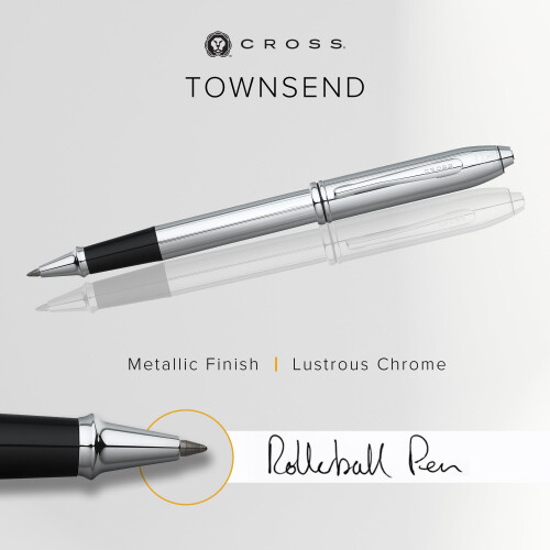 Cross Cross Townsend Refillable Rollerball Pen  Chrome-Plated Appointments  Includes Luxury Gift Box - Lustrous Chrome 1