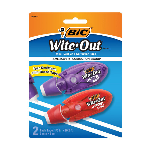 BIC BIC Wite-Out Merk EZ Correct Correctietape, Wit, 2-Stuks