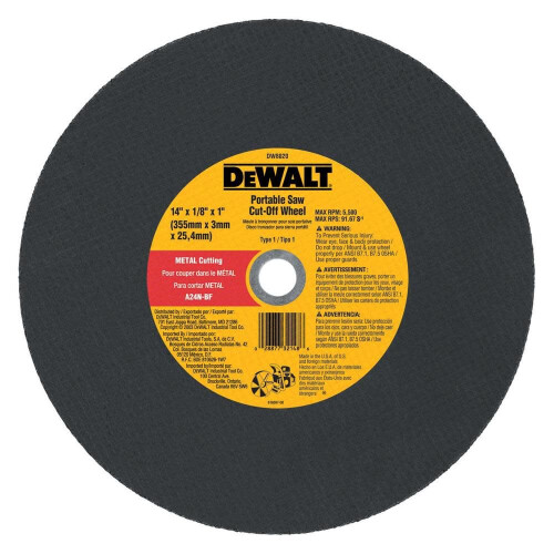 DeWalt DEWALT DW8020 Τροχός κοπής μεταλλικού πριονιού θύρας 14 ιντσών x 1/8 ιντσών x 1 ιντσών
