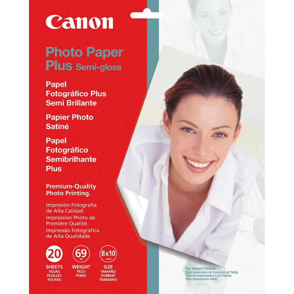 Canon Photo Paper Plus Semi-Gloss  8 x 10 Inches  20 Sheets (1686B017)