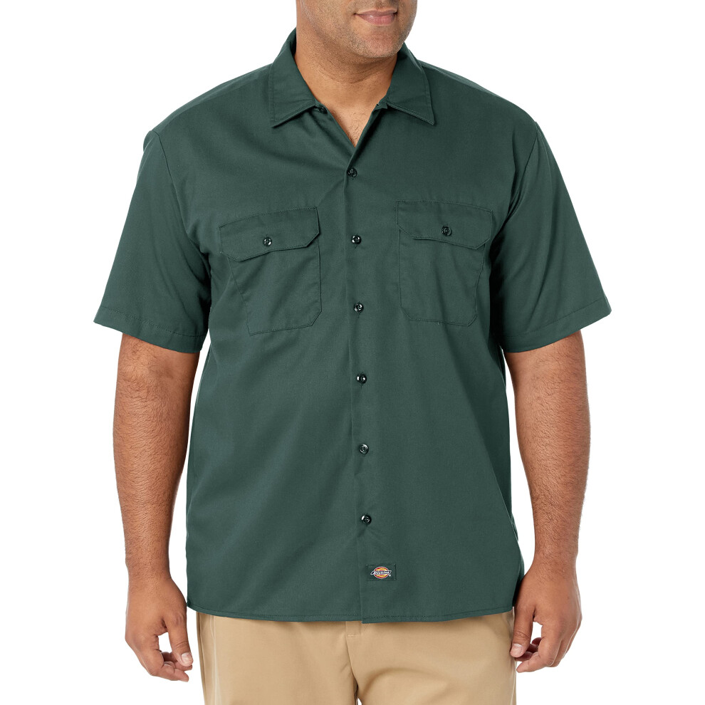 Dickies Mens Short-Sleeve Work Shirt Hunter Green Small