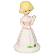 Enesco Opgroeiende meisjes Blond 5 jaar Porseleinen beeldje 4 Goudroze
