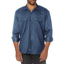 Langrmlige Herren-Arbeitshemden von Dickies mit Knpfen, Marineblau, X-Large US