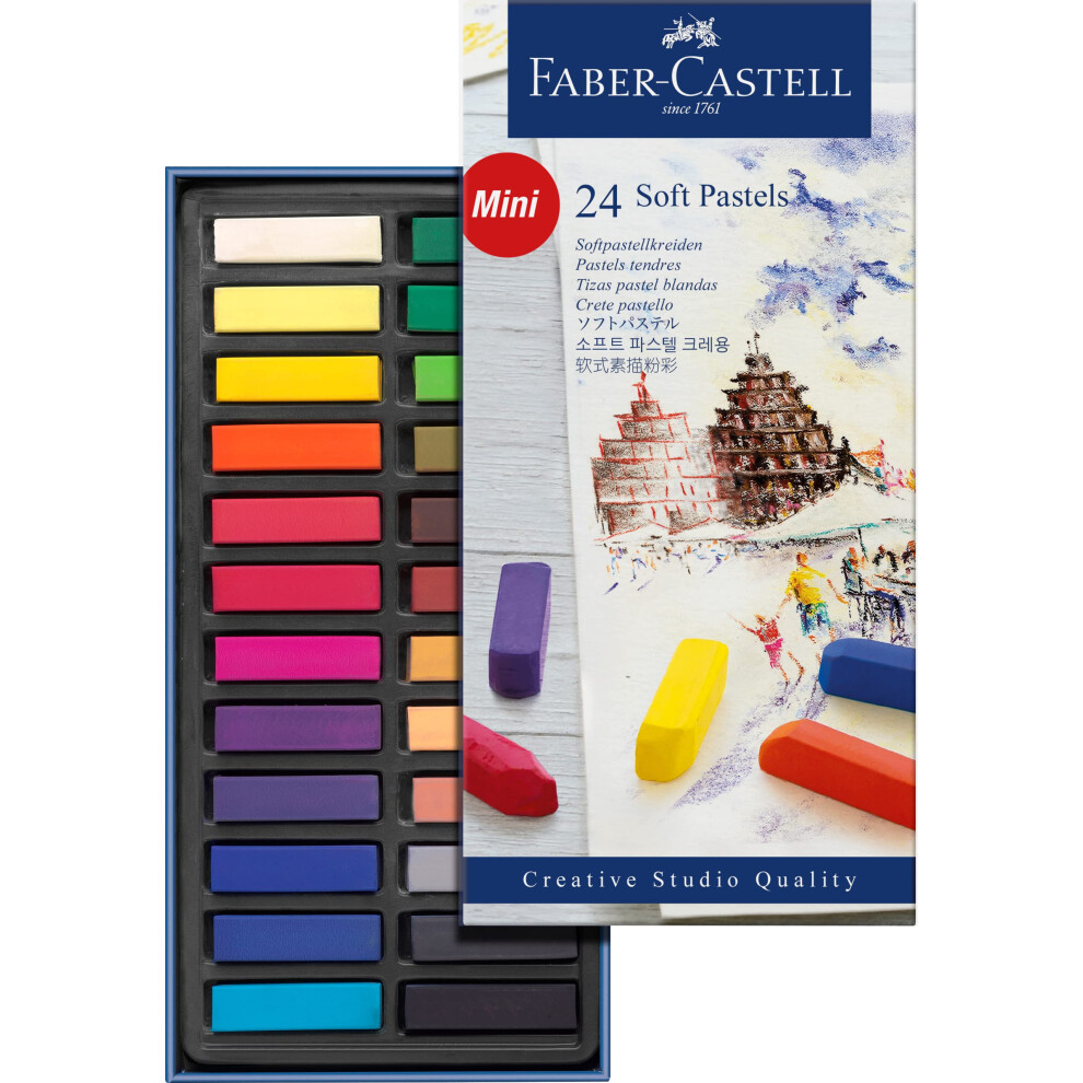 FABER-CASTELL Creative Studio Soft Pastel Mini Sticks (1.25 ) - 24 Vivid Colors  Assorted (Pack of 1)